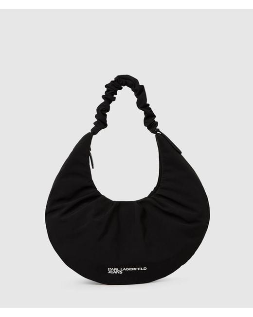 KL Jeans Black Gathered Large Hobo Bag