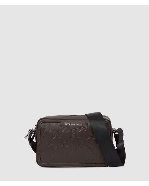 Karl Lagerfeld Black K/Loom Leather Camera Bag for men