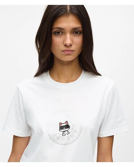 Karl Lagerfeld White Ikon Circle Logo T-Shirt