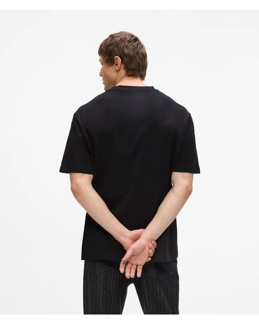 KL Jeans Black Relaxed Pinstripe Graphic T-Shirt for men