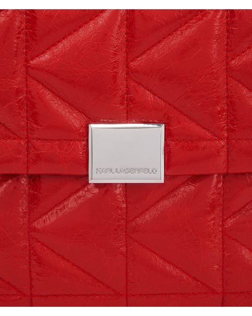 Karl Lagerfeld Red K/kuilt Shiny Large Shoulder Bag