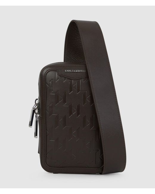 Karl Lagerfeld Black K/Loom Leather Small Sling Bag for men