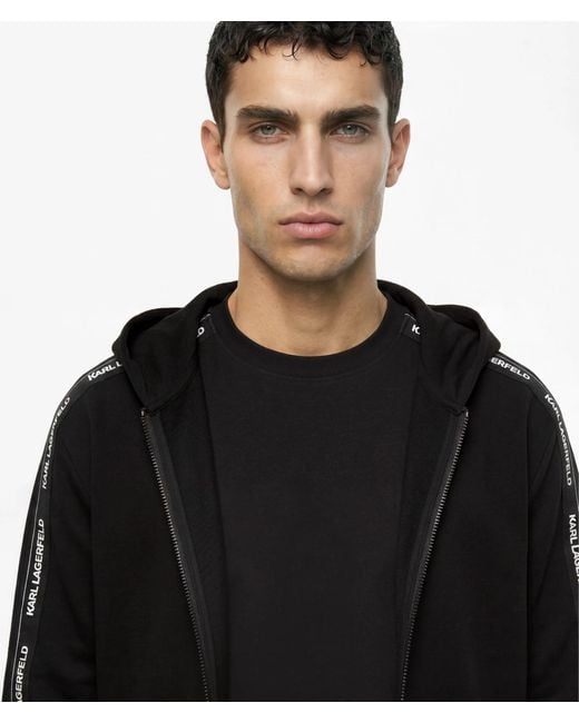 Karl Lagerfeld Black Logo Loungewear Zip-Up Hoodie for men
