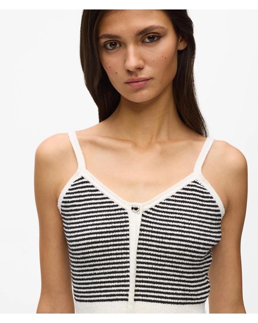 Karl Lagerfeld Gray Ikon Striped Knit Top