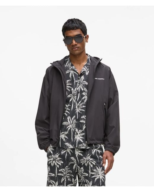 Karl Lagerfeld Black Hooded Zip-Up Jacket for men