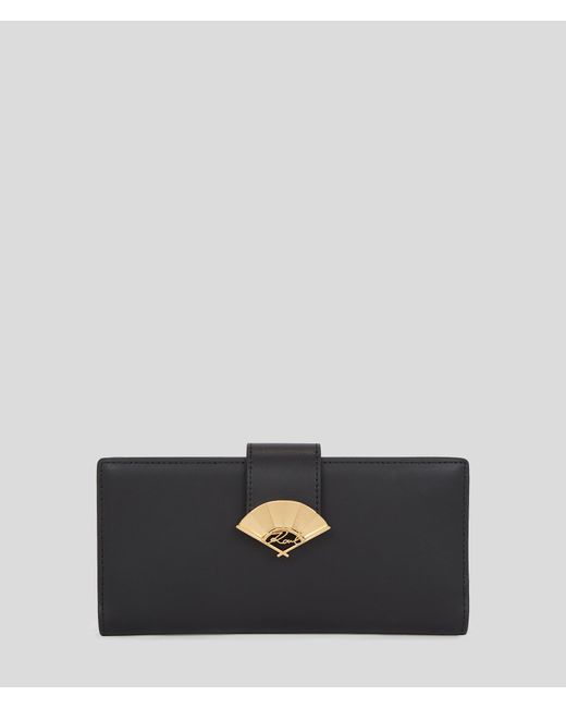 Karl Lagerfeld Black K/signature Fan Continental Wallet