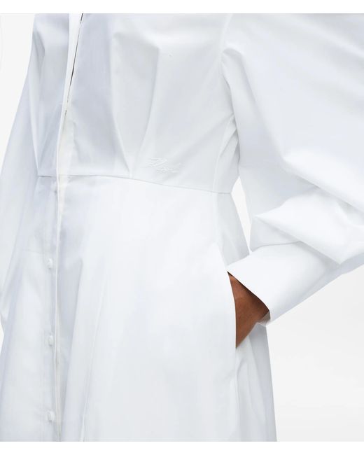 Karl Lagerfeld White Poplin Pleated Shirt Dress