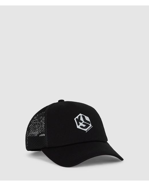 KL Jeans Black Monogram Trucker Cap for men