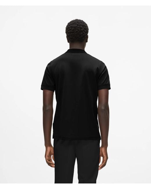Karl Lagerfeld Black Square-Button Polo Shirt for men