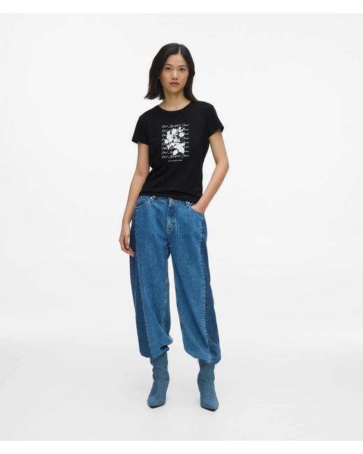 KL Jeans Blue Slim-Fit Flocked Floral T-Shirt