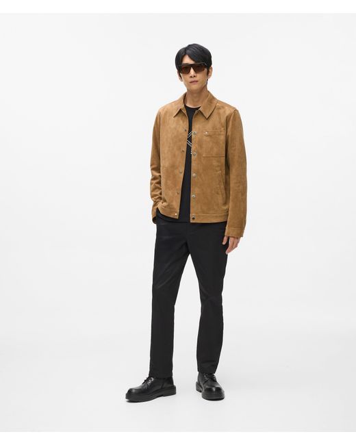 Karl Lagerfeld Natural Faux Suede Trucker Jacket for men