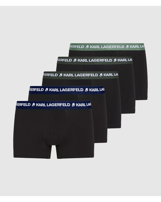 Karl Lagerfeld Black Contrast Waistband Trunks – 5-Pack for men