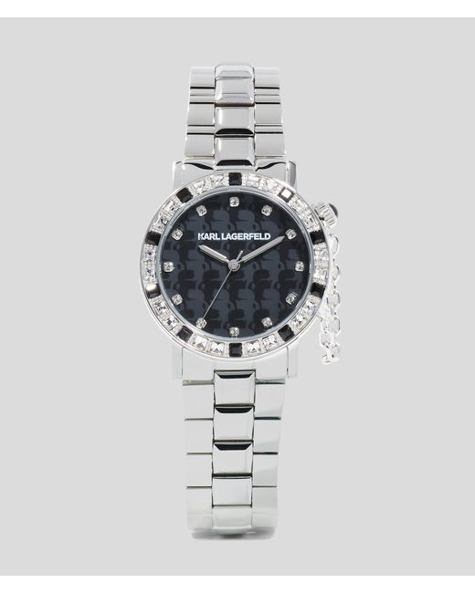 Montre Ornée De Cristaux Karl Lagerfeld en coloris White