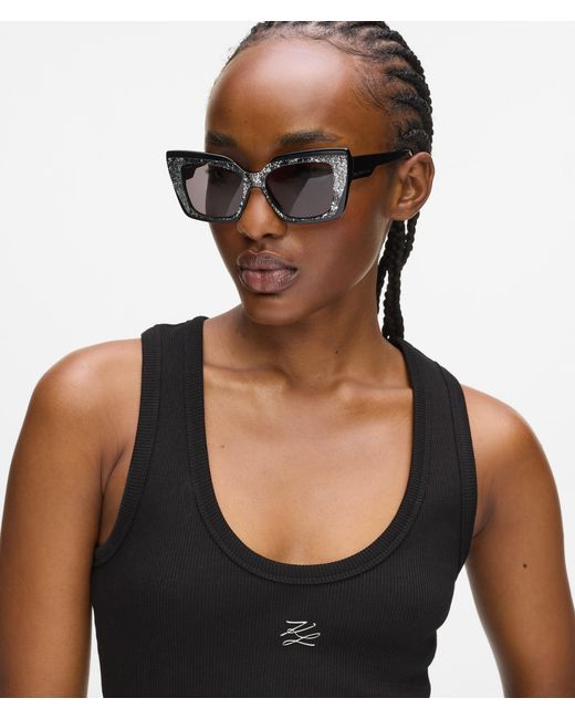 Karl Lagerfeld White Autograph Ribbed Tank Top
