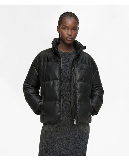 KL Jeans Black Faux-Leather Puffer Jacket