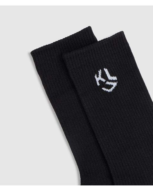 KL Jeans White Monogram Mid-Length Socks – 2-Pack