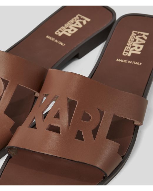 Karl Lagerfeld Brown Skoot Ii Karl Kut-out Sandals