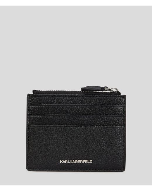 Karl Lagerfeld Black Ikon Genarbtes Kartenetui, Frau, Größe
