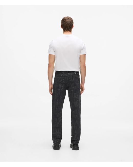 KL Jeans White Logo Print Straight Jeans for men