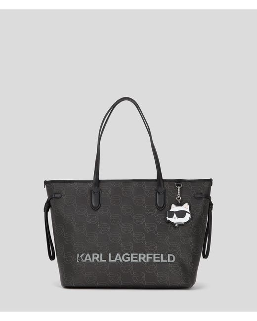 Karl Lagerfeld Black Ikon Monogram Large Tote Bag