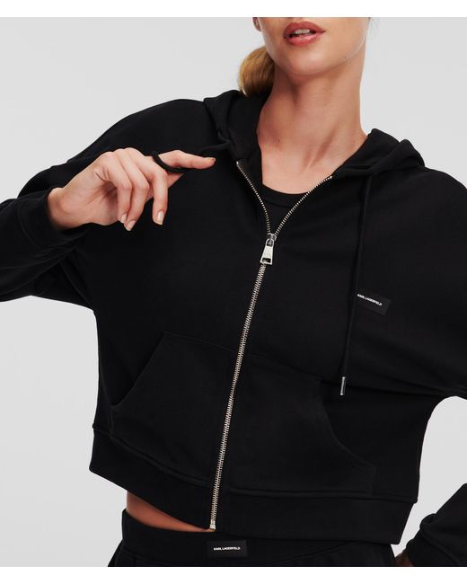 Karl Lagerfeld Black Essential Logo Zip Up Hoodie