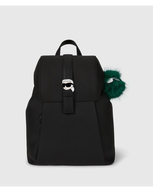 Karl Lagerfeld Black Ikon Pebble Charm Backpack