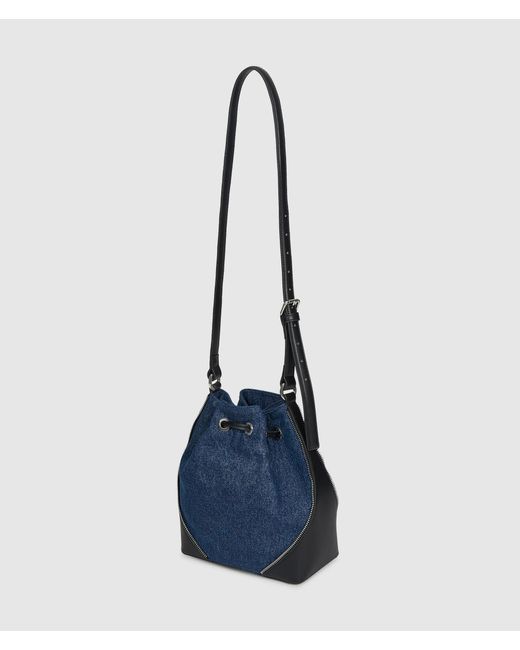 KL Jeans Blue Rebel Denim And Faux-Leather Bucket Bag