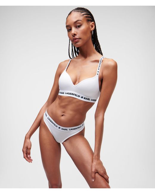 Karl Lagerfeld White Karl Logo Padded Bra