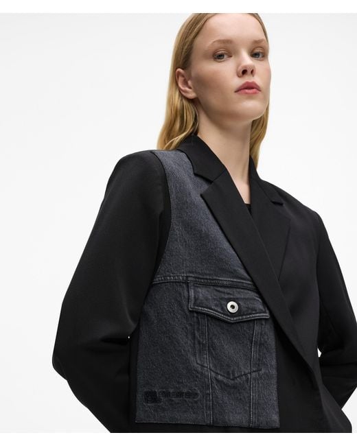 KL Jeans Black Denim Panel Blazer