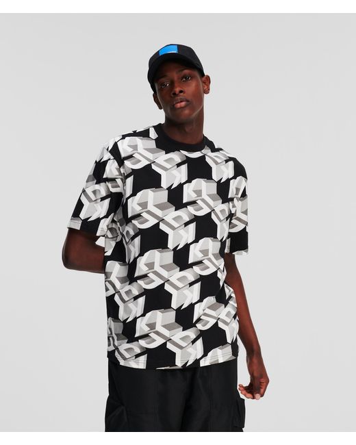 Karl Lagerfeld Black Klj Monogram All-over T-shirt for men