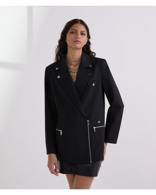 Karl Lagerfeld Black Biker Blazer