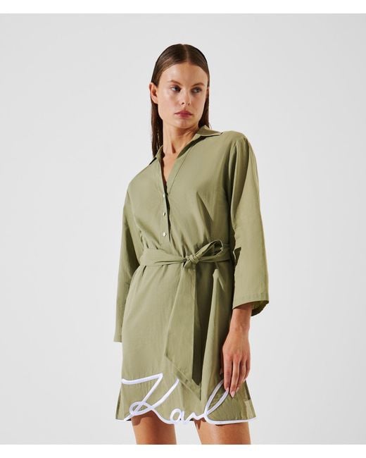 Karl Lagerfeld Green K/Signature Strand-Hemdkleid, Damen, Größe