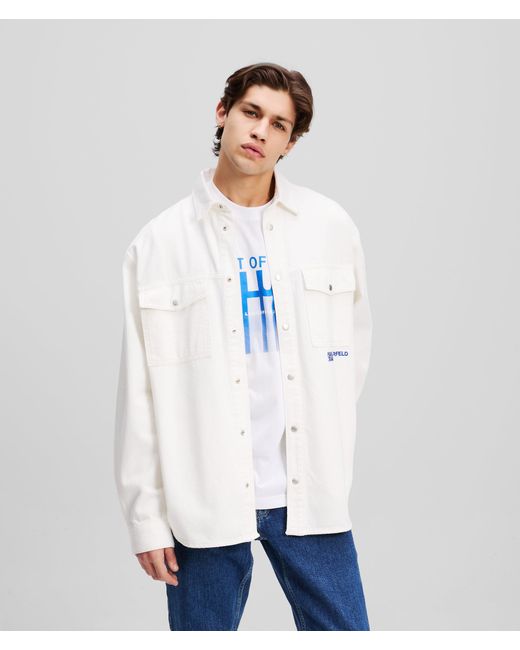 Karl Lagerfeld Overshirt Mit „Out Of The“-Grafik, Mann, Größe in White für Herren