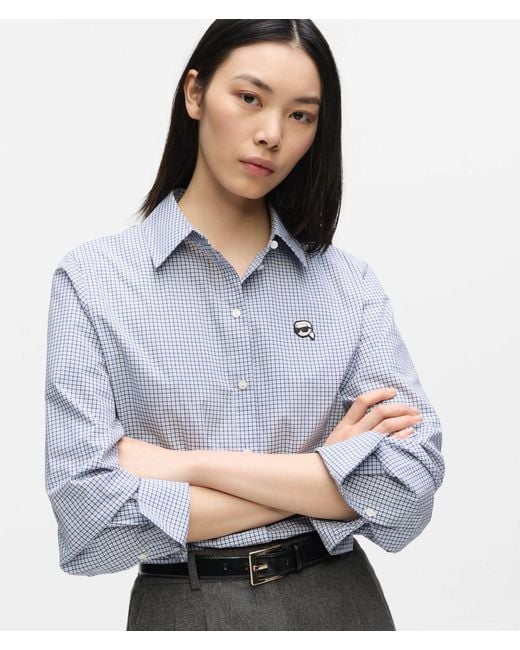 Karl Lagerfeld Blue Ikon Checked Shirt