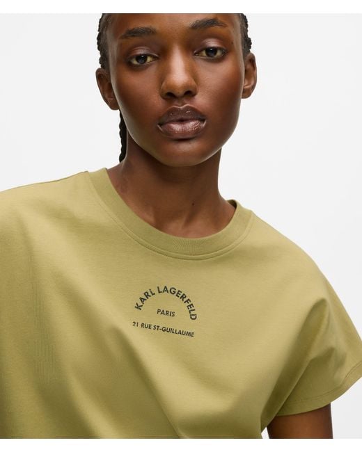 Karl Lagerfeld Green Relaxed Rue St-Guillaume Glitter T-Shirt