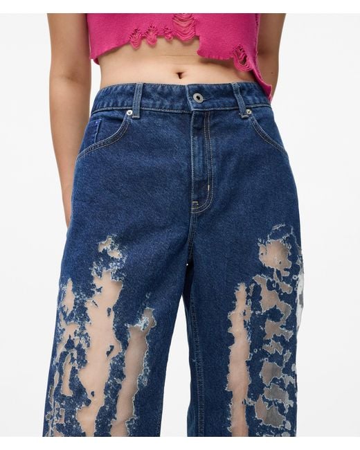 KL Jeans Pink Distressed Mid-Rise Relaxed Jeans