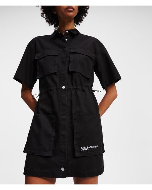 Karl Lagerfeld Black Utility-Hemdkleid, Frau, Größe