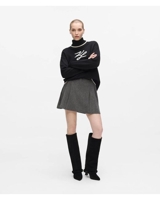 Karl Lagerfeld Black Soutache Turtleneck Sweater