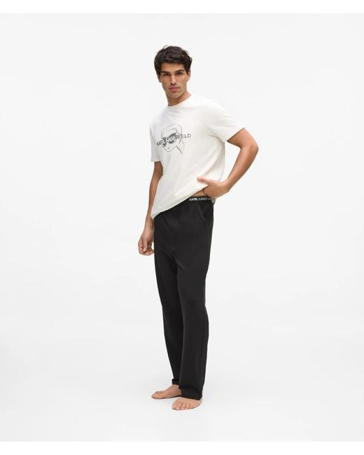 Karl Lagerfeld White Ikon Long Pajama Set for men
