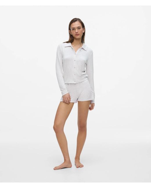 Karl Lagerfeld White Faux-Pearl Loungewear Cardigan