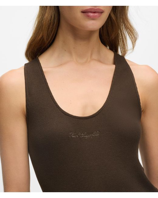 Karl Lagerfeld Green Waffle Loungewear Tank Top