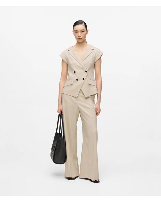 Karl Lagerfeld Natural Cap-Sleeved Blazer