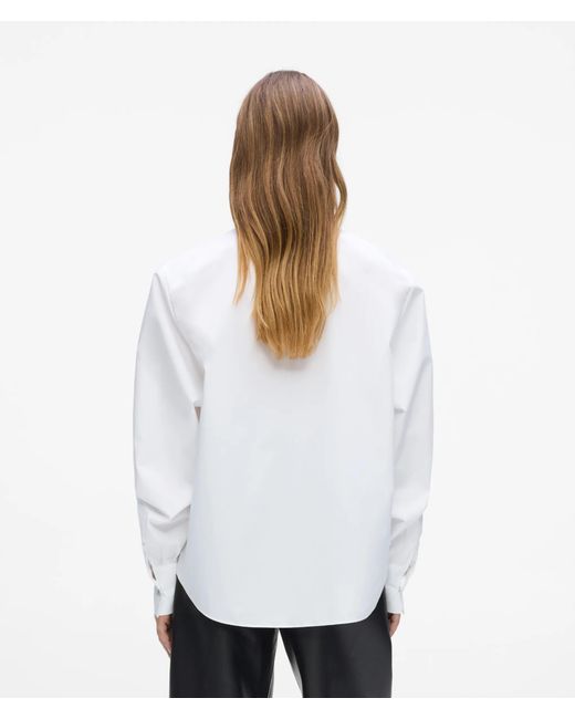 Karl Lagerfeld White Shoulder Pad Poplin Shirt