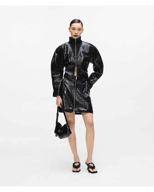 Karl Lagerfeld Black Kl Studio Croco Leather Jacket