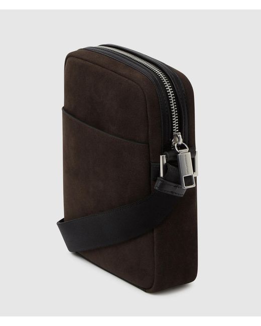 Karl Lagerfeld Black K/Traveller Faux Suede Tall Crossbody Bag for men