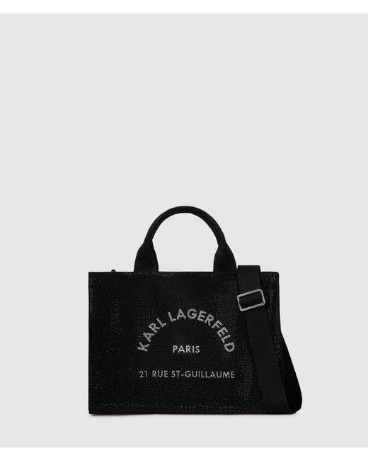 Karl Lagerfeld Black Rue St-Guillaume Rhinestone Tote Bag