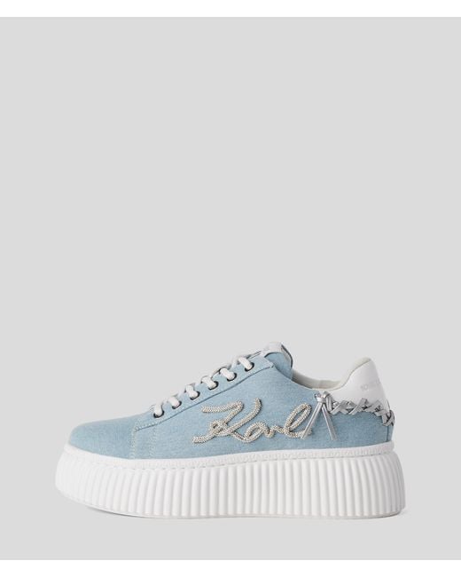 Karl Lagerfeld Blue Whipstitch Sneakers