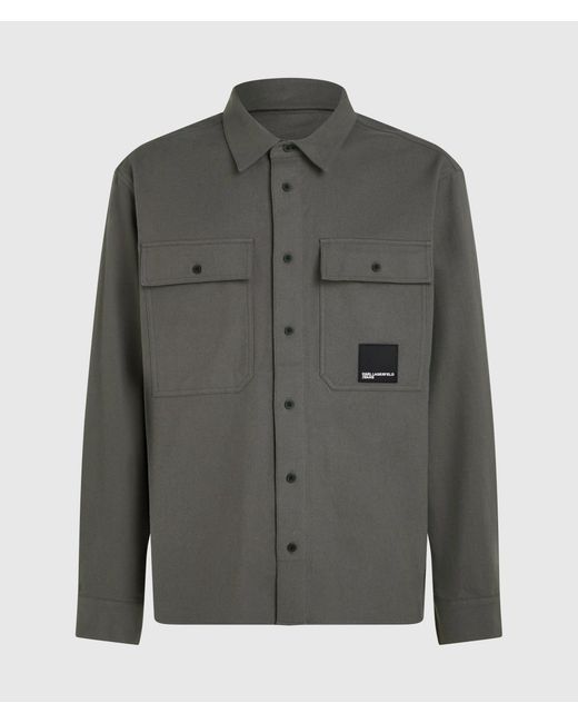 KL Jeans Gray Flannel Cotton Overshirt for men