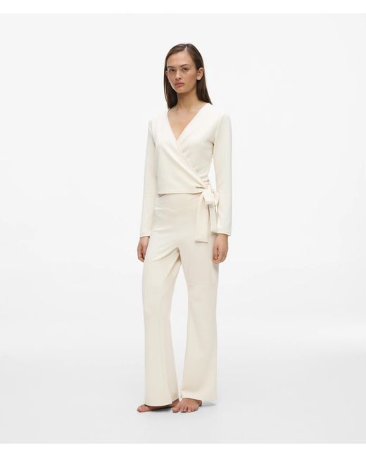 Karl Lagerfeld White Loungewear Wrap Top