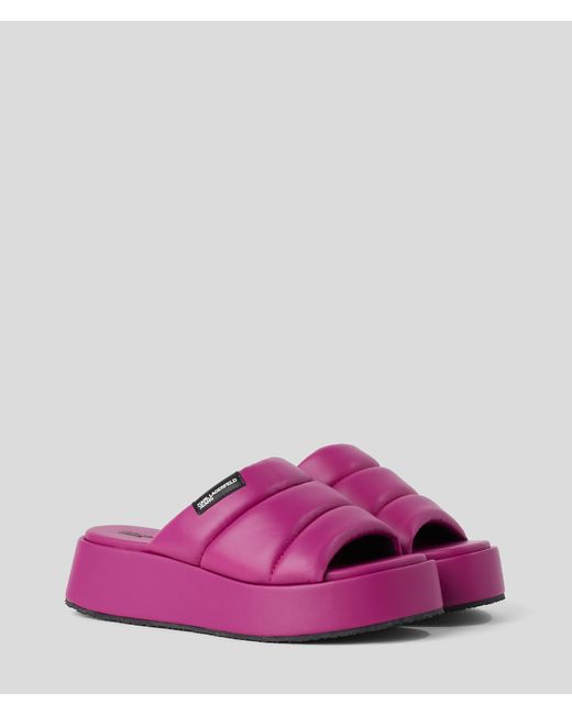 Karl Lagerfeld Purple Klj Wedge Puffa Slides